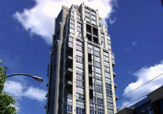 1238 Richards Street, Yaletown. New concrete 2 level luxury lofts retainingthe original Canadian Linen building. 100 residential lofts + 2 commercial units.